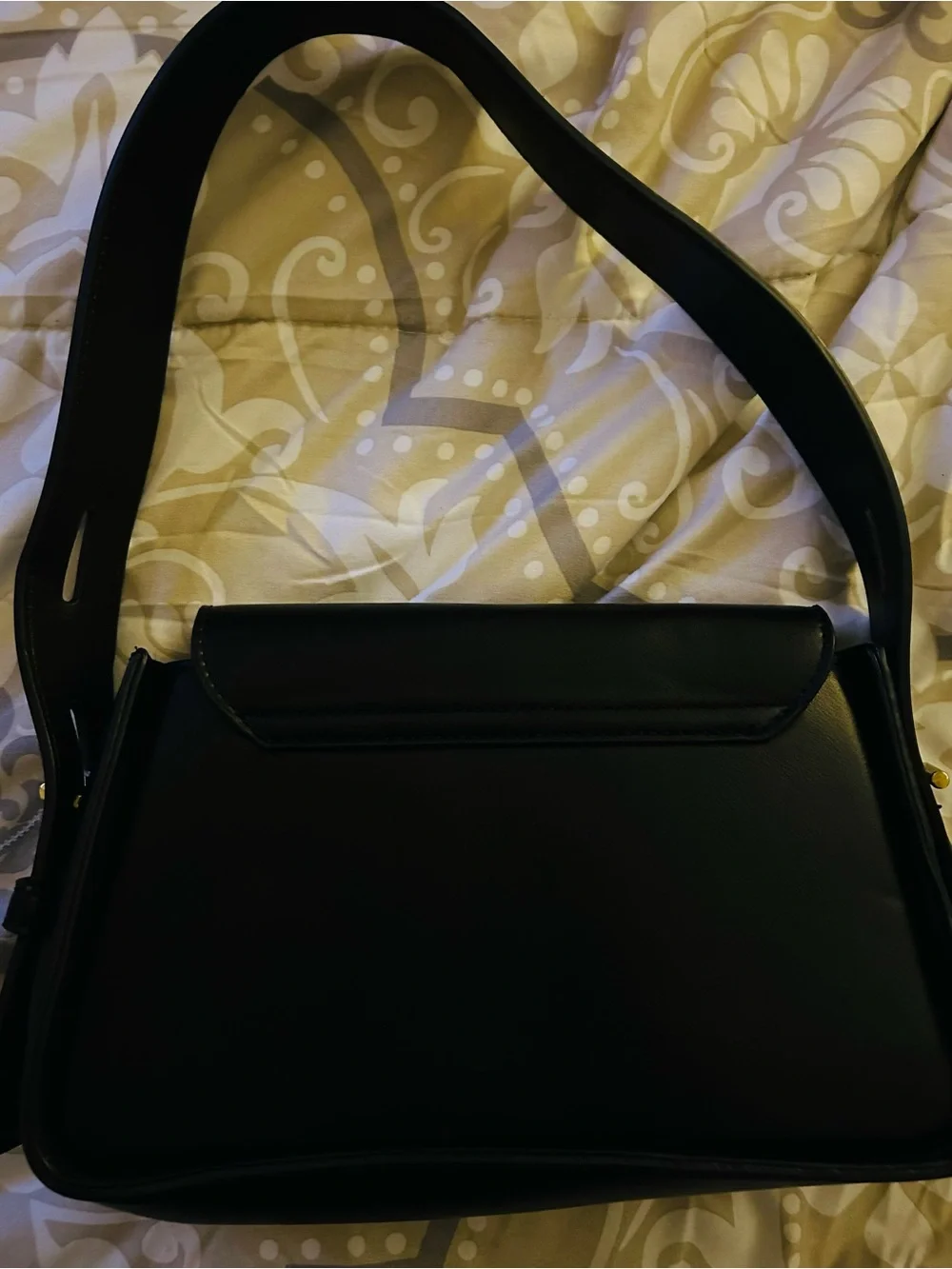 Madison west Classic Black faux Leather Shoulder Bag